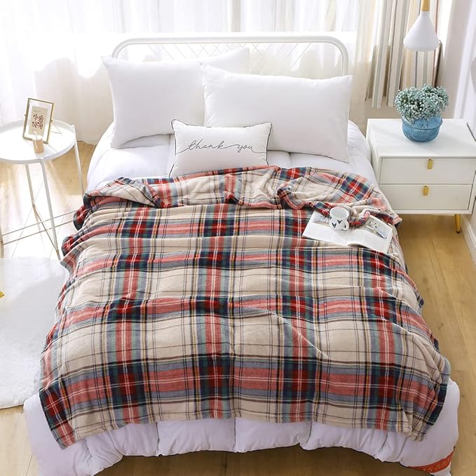 MERRYLIFE Plaid Throw Blanket for Couch | Soft Decorative Ultra-Plush Colorful| Throw Size Travel Blanket Plush|(50" 60",Tartan)-Ruum Studio Home