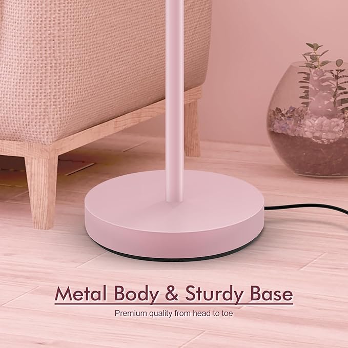 BoostArea Torchiere Floor Lamp Pink, 30W Super Bright LED Standing Lamp, 3000K Stepless Dimmable Pole Lamp with Rotary Switch, 71inch Tall Metal Modern Floor Lamps for Living Room,Bedroom,Home Decor-Ruum Studio Home