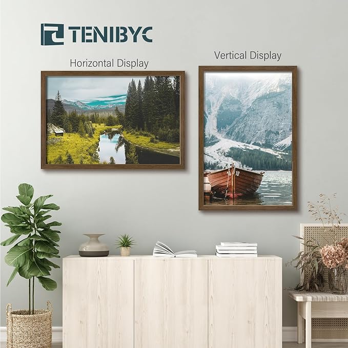 24x36 Poster Frame 3 Pack - Brown Woodgrain, Wood Picture Frame, Wall Gallery Frame - Wall Hanging-Ruum Studio Home