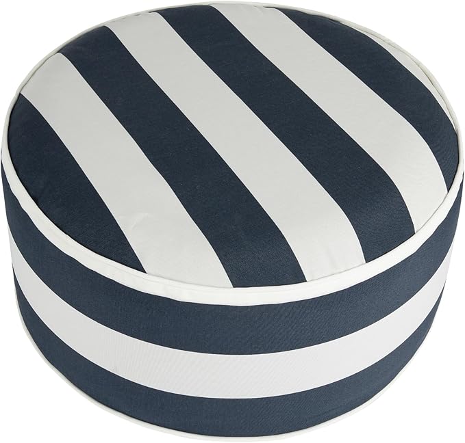 FUNHOME Inflatable Outdoor Ottoman with Air Pump,20"x9" Portable Patio Pouf,Water Resistant,Fade-Resistant,Round Blow Up Footrest Stools for Home Garden Camping Travel(Blue White)-Ruum Studio Home