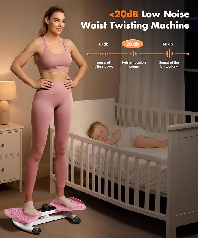 Waist Twisting Machine Fitness Tool, Ab Twister Board with the Smart LED Digital Monitor, 300LBS Capacity & 20dB Ultra-Quiet, Anti-Slip Home Gym Workout Equipment for Women Belly Fat-Ruum Studio Home