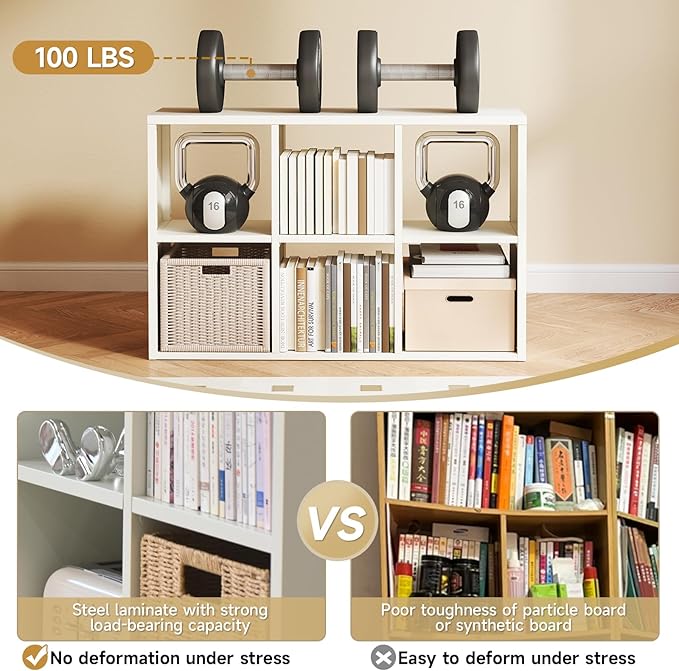 6 Cube Storage Organizer, Black Bookshelf with Storage, 2 Tier Storage Cubes,Freestanding Storage Organizer with Shelves for Living Room, Study-Ruum Studio Home