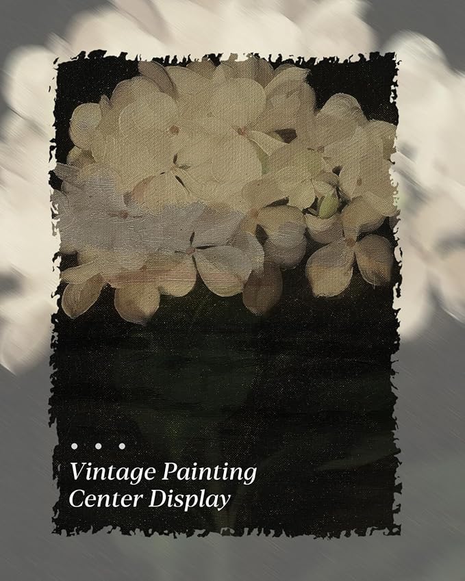 HUARCEY Gold Framed Vintage Wall Art for Living Room, Flowers Painting Canvas Prints Shelf Decor for Kitchen, Aesthetic Bedroom Wall Art, Christmas Gifts for Friends Family (White Hydrangea 12"x16")-Ruum Studio Home