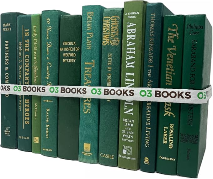 Curated Decorative Books Hardcover Décor Books for Home Décor, Choose Color, Interior Design, Office, Wedding Display, Instant Library, or Staging (Green, Three Feet)-Ruum Studio Home
