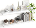 36 Inch Floating Shelves, 8 Inch Deep Floating Shelves for Wall, Hanging Shelf with Invisible Brackets, Deep Shelves for Bathroom, Bedroom, Living Room, White, Set of 2-Ruum Studio Home