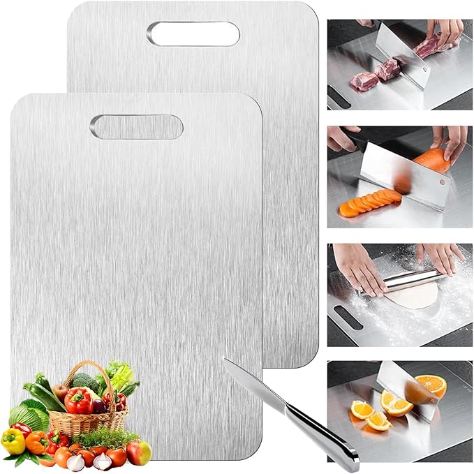 Titanium Cutting Board - 2 pack Titanium Cutting Boards for Kitchen,Double Sided Titanium Cutting Mat,Non Stick Chopping Board Easy to Clean（9.25 * 12.99in）-Ruum Studio Home