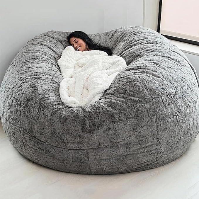 Big Huge Giant Bean Bag Chair for Adults, (No Filler) Bean Bag Chairs in Multiple Sizes and Colors Giant Foam-Filled Furniture - Machine Washable Covers, Double Stitched Seams (Gray 1,6FT)-Ruum Studio Home
