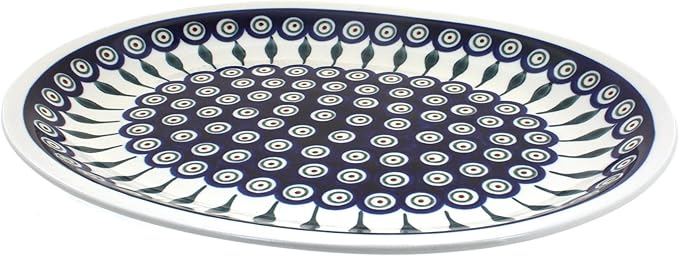 Blue Rose Polish Pottery Peacock Large Serving Platter-Ruum Studio Home