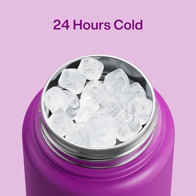 Insulated Water Bottle with Straw Stainless Steel Water Bottle, Leak-Proof, BPA-Free, Double Wall Vacuum Keeps Cold for 24 Hours for Sports, Travel, School (32 oz, Bright Magenta)-Ruum Studio Home