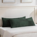 Fancy Homi Set of 2 Dark Green Boho Long Lumbar Body Decorative Throw Pillow Cover 14x36 Inch for Bed Couch Bedroom Bench, Soft Patchwork Corduroy Textured Pillow Case, Rustic Farmhouse Room Decor-Ruum Studio Home