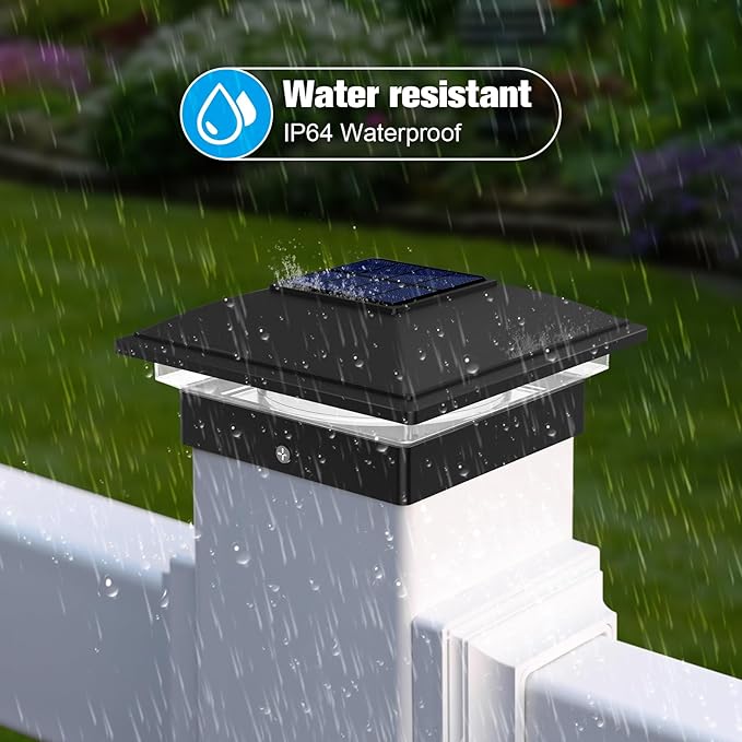 VOLISUN Solar Post Cap Light Outdoor Waterproof 4pack,Solar Fence - Post Lights for 4x4 5x5 6x6 Wooden/Vinyl Post,Black Deck Post Cap Light Solar Powered with Warm White for Garden/Patio/Porch-Ruum Studio Home