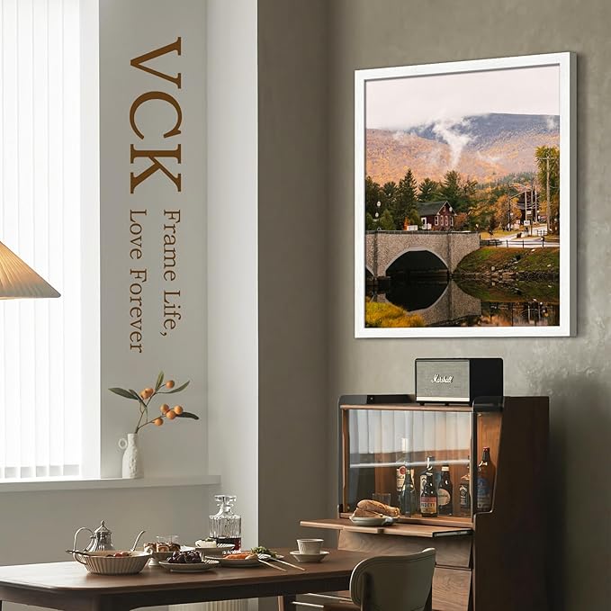VCK 24x30 Poster Frames Set of 3, White Solid Wood Picture Frame, Textured Exclusive Gallery Frame - Wall Hanging-Ruum Studio Home