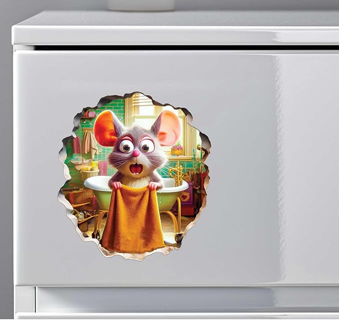 3D Mouse Sticker - Shower - Mousehole Wall Sticker Decal - Removable Bathroom Decor - Kids Room - Peel & Stick - Whimsical Home Decor - MICESTERPIECE-Ruum Studio Home