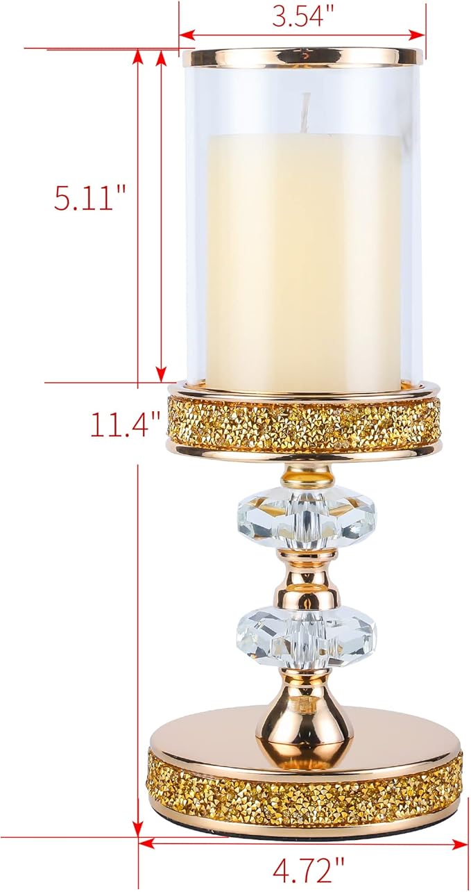Candle Holder, Pillar Candle Holders, Crystal Candlesticks Holder for Wedding, Parties, Events, Chirstmas,Home Decor, Table Centerpieces CH028D (M)-Ruum Studio Home