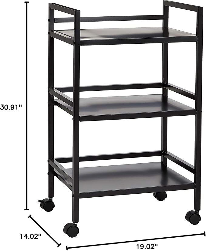 Amazon Basics 3-Tier Metal Rolling Cart, Black-Ruum Studio Home