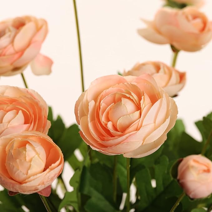 Artificial Silk Flowers Ranunculus Fake Flower 5 Pcs,Suitable for Core Decorations,Weddings,Homes,Artistic Decorations and Props (Cream Yellow)-Ruum Studio Home