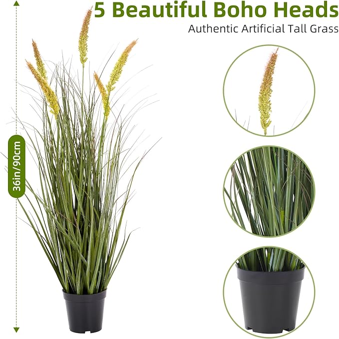 Green Onions Fake Plants,Artificial Plants Indoor, Fake Grass Decor Green Plant Fake Outdoor Flowers Fake Succulents,Artificial Tall Grass Plants with Pots House Decorative(36“ 2 Pack)-Ruum Studio Home