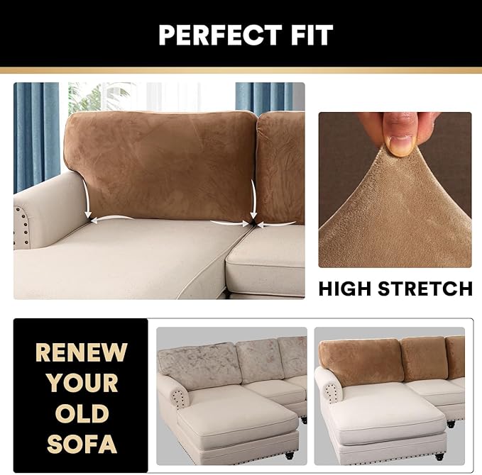PrinceDeco Velvet Cushion Covers for Sectional Couch, Camel-Ruum Studio Home