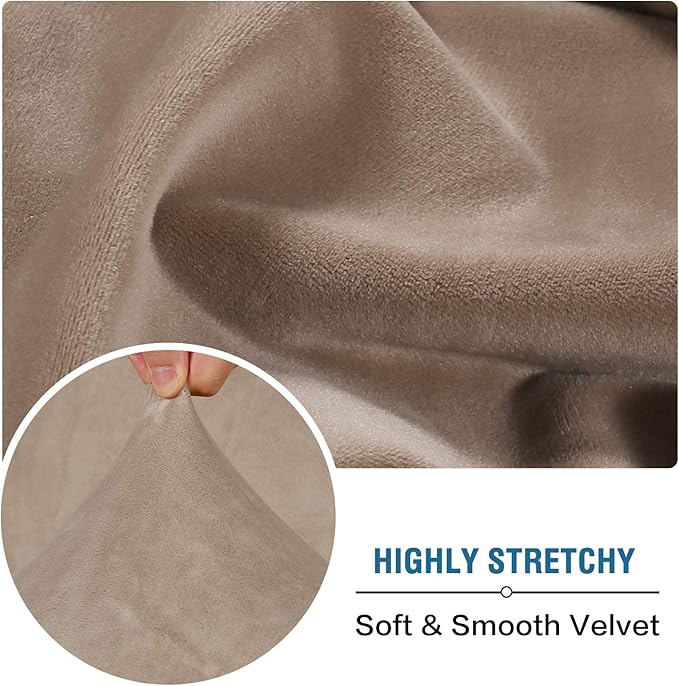 H.VERSAILTEX Velvet Stretch Couch Cushion Cover Plush Cushion Slipcover for Chair Cushion Furniture Protector Seat Cushion Sofa Cover (1 Piece Armchair Cushion Covers, Taupe)-Ruum Studio Home