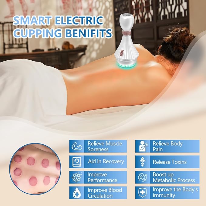 KTS Smart Cupping Therapy Set with Clean Base, 4-in-1 Electric Cupping Therapy Massager, Multi-Function Vacuum Therapy for Pain Relief, Blood Circulation-Ruum Studio Home