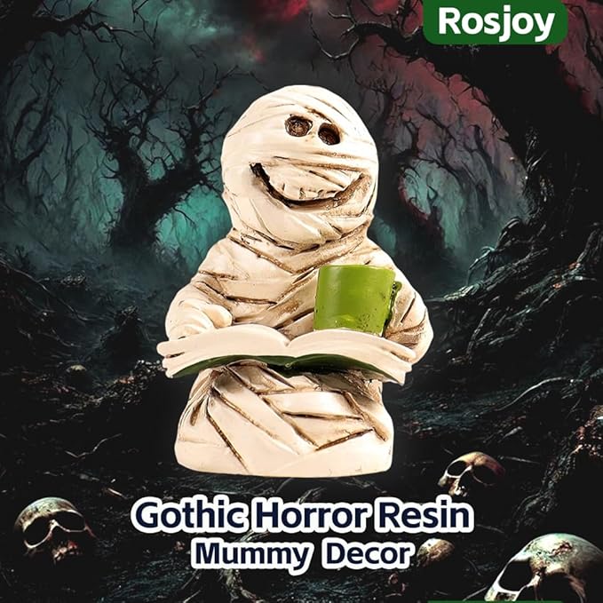 Halloween Fun Miniature Mummy Figurine,Gothic Horror Resin Mummy Decor,for Bookshelf Decor,Desk Trinkets,Collectible,Party Gifts-Ruum Studio Home