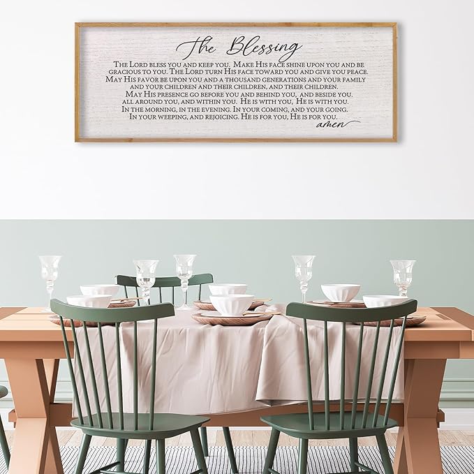 LuZhiQiang The Blessing Christian Song Lyrics Wall Decor 40''×15'' Scripture May The Lord Bless You Bible Verse Wall Art Sign (Wood)-Ruum Studio Home