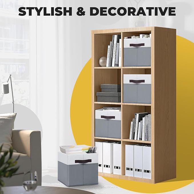 Criusia Fabric Storage Cubes - 13 Inch Large Storage Bins 4 Pack - Clothes Organizer Bins for Closet, Shelves, Cube Organizer/Cubby Collapsible Storage Baskets for Organizing Toys Blanket-Ruum Studio Home