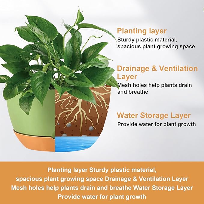 10 Inch Self Watering Hanging Pots, 3 Pack Hanging Planters-Ruum Studio Home