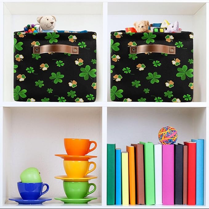 Storage Basket St Patrick's Day Cube Storage Bins Organizer Bag Collapsible Closet Shelf Baskets with handle for Baby Cloth Pet Toy Book 14.2×10.2×8.3 IN-Ruum Studio Home