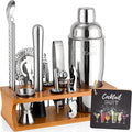 Bartender Kit Cocktail Shaker Set with Stand Bar Tool Bar Set for Drink Mixing Home Bartending Kit 17-Piece Bar Cart Accessories: Martini Shaker, Mixer Spoon, Jigger, Muddler, Strainer & Recipes Gifts-Ruum Studio Home