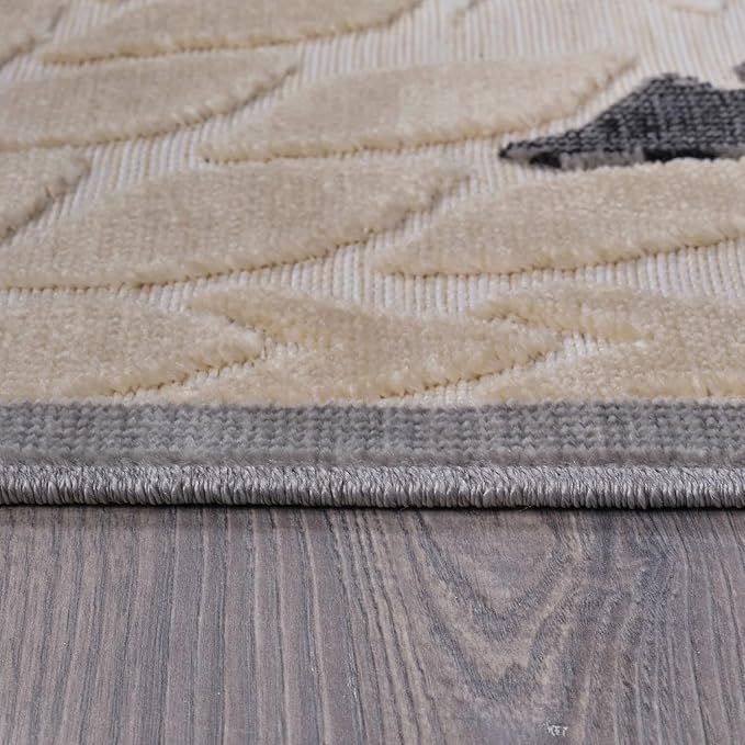 Beverly Rug Outdoor Rug 6x9 Modern Floral Tropical Area Rugs for Indoor and Outdoor Patio Easy to Clean Non Shedding Living Room Porch Garden Washable Outside Carpet (6 x 9 Beige)-Ruum Studio Home