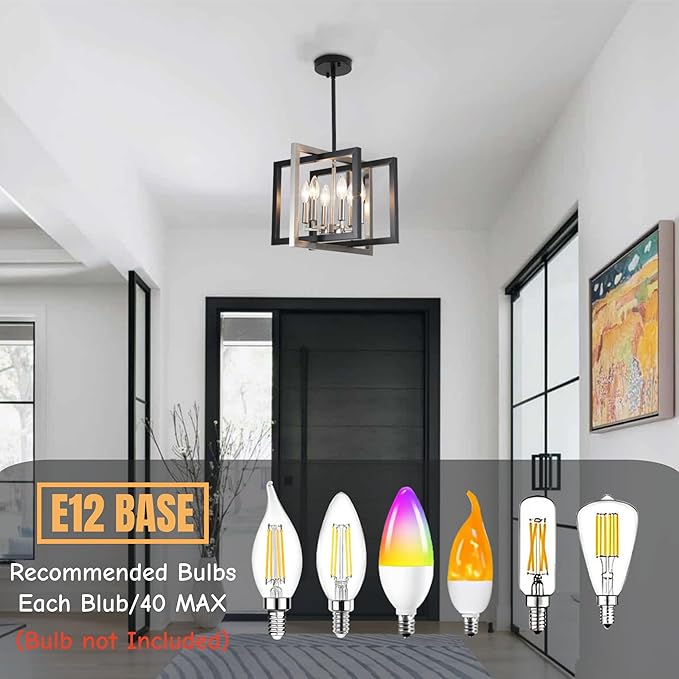 ANKYLHUA Black Nickel Chandelier,6-Lights Ceiling Light Fixture E12,Adjustable Hight Pendant Lights Kitchen Island,Chandeliers for Dining Room Bedroom,Entryway,Foyer-Ruum Studio Home