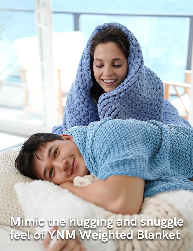 YnM Chunky Cotton Knit Throw Blanket, Cable Knit Throws for Bed Couch Sofa, Comfy & Relaxing, Decorative Piece for Farmhouse Modern Boho Rustic Scandinavian Chic Vibe, Aqua Blue 50x60 Inches-Ruum Studio Home