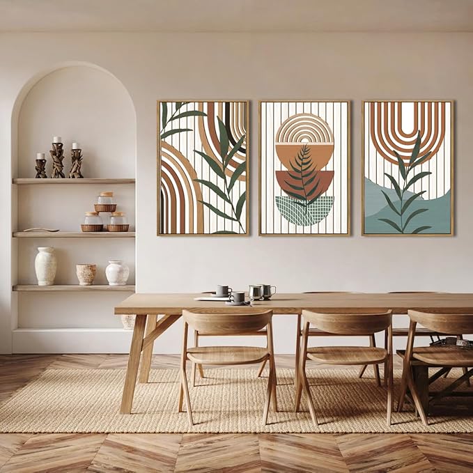 Large Boho Mid Century Wood Wall Art Set,Modern Geometric Leaves Artwork Bohemian Wall Sculptures,Abstract Minimalist Wooden Wall Decor for Living Room Bedroom Office-16 x24 x3-Ruum Studio Home