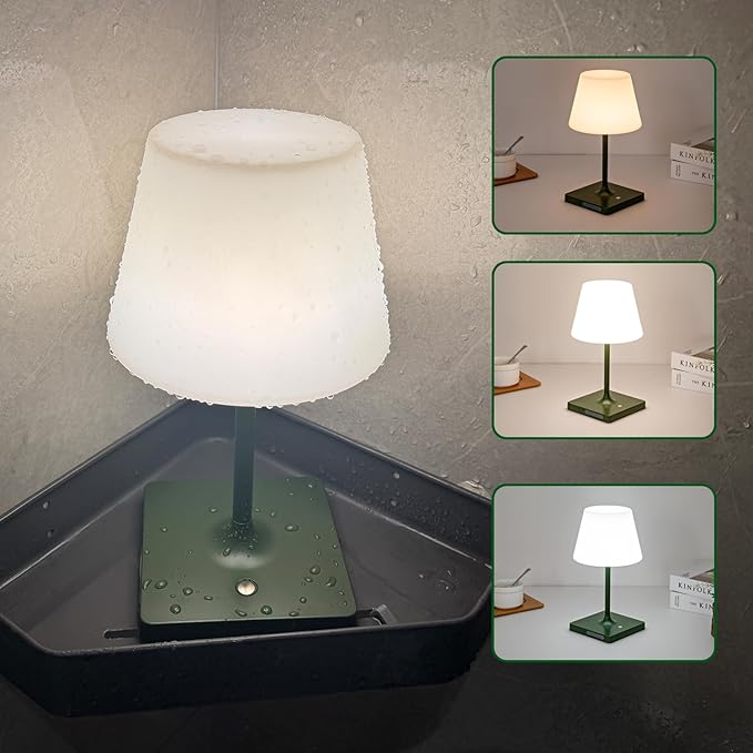 LED Cordless Table lamp Rechargeable,Outdoor Battery Operated Portable Desk lamp,Shower lamp Waterproof,4000mAh LED 3 Colors Dimmable Touch Night Lamps-Green-Ruum Studio Home