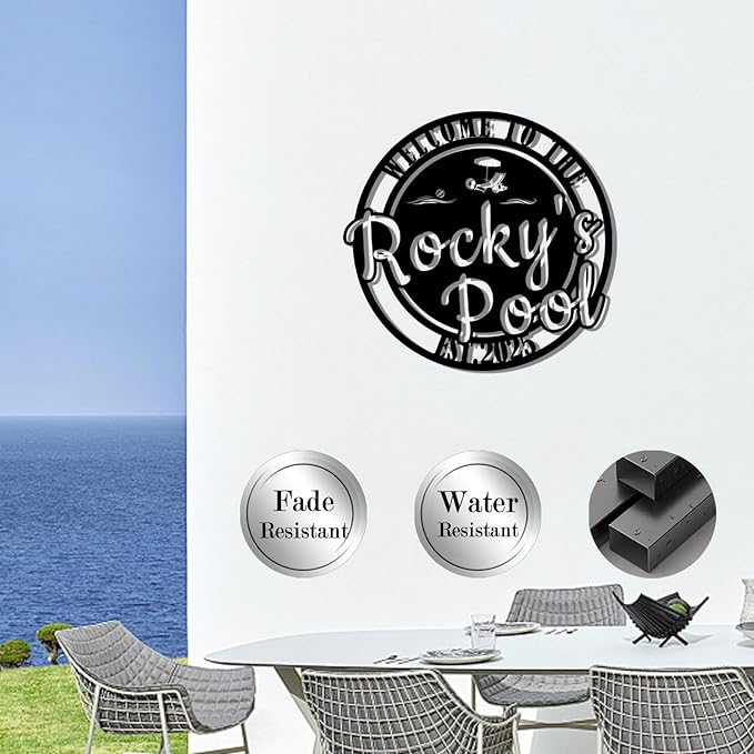 Custom Metal Pool Signs Outdoor - Personalized Funny Pool Rules, Rustic Wall Art for Pool Deck Decor, Outdoor Bar & Backyard Oasis Gift - MADE IN USA-Ruum Studio Home