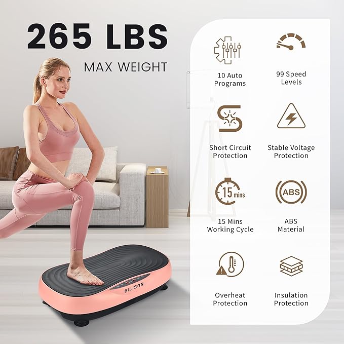EILISON Glory Vibration Plate Exercise Machine - Whole Body Workout Vibration Fitness Platform Equipment for Home & Travel Workout, Weight Loss, Toning & Wellness-Ruum Studio Home