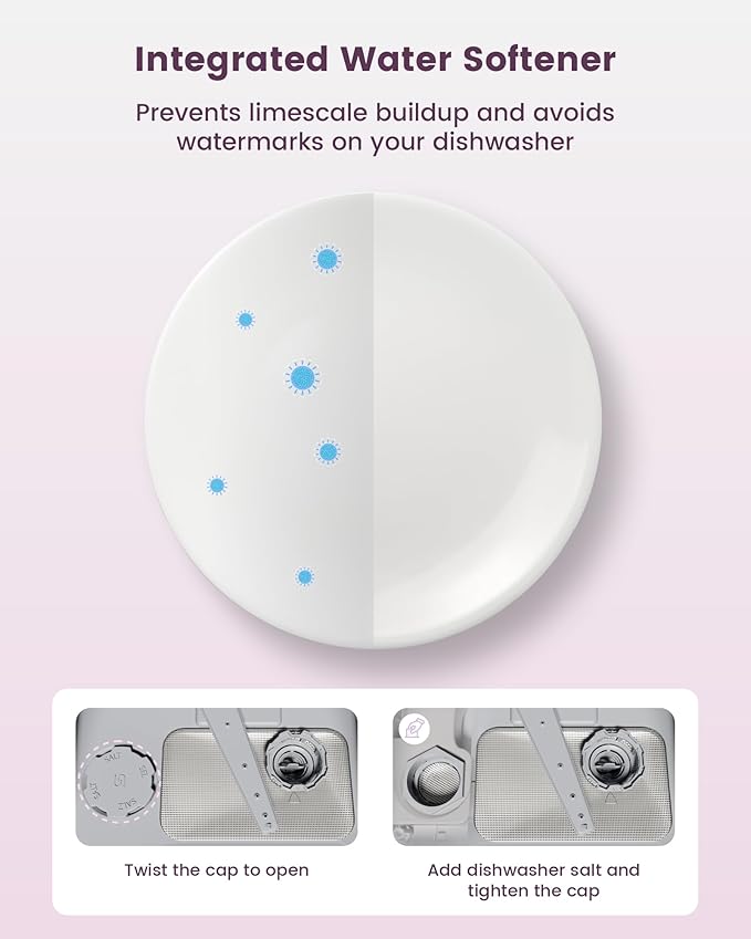 HAVA Countertop Dishwasher with Water Softener and Enhanced Energy Efficiency, Portable Dishwasher with 8 Wash Programs, Child Lock & Delayed Start Function, No Installation Needed - Misty Lilac-Ruum Studio Home