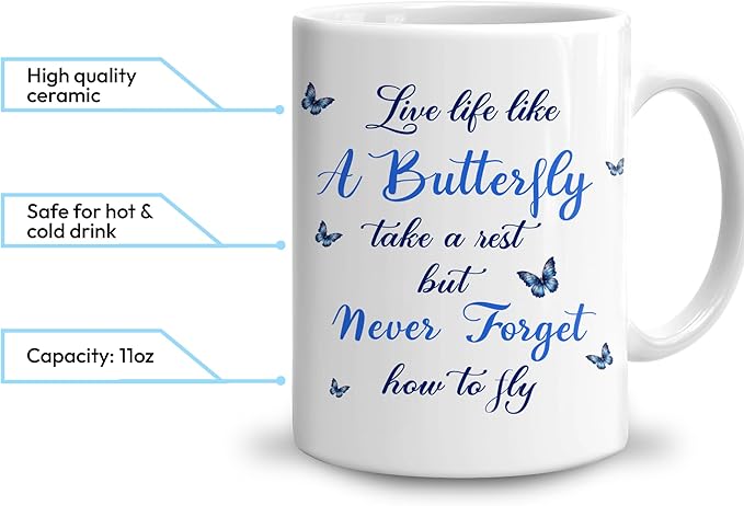 Hyturtle Personalized Inspirational Butterfly Mug - Butterfly Gifts For Women Lovers - Animal Gift For Bird Lover Her - Bird Gifts For Mom on Mother Day - Custom Coffee Cup Ceramic Mug 11 Oz 15 Oz-Ruum Studio Home