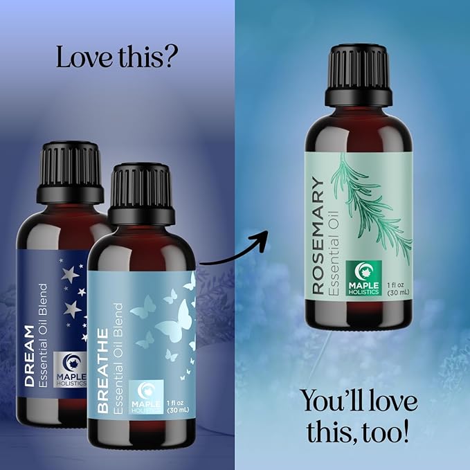 Aromatherapy Essential Oil Blends for Diffusers - Diffuser Essential Oil Set with Dream Essential Oil Blend and Breathe Essential Oil Blend - 100% Pure Must Have Aromatherapy Oils - 1 Fl Oz Each-Ruum Studio Home