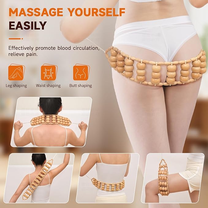 3-in-1 Wood Therapy Massage Tools Lymphatic Drainage Massager Maderoterapia Kit Wooden Gua Sha Massager Body Sculpting Tools for Muscle Pain Relief, Anti-Cellulite, Body Contouring and Shaping-Ruum Studio Home