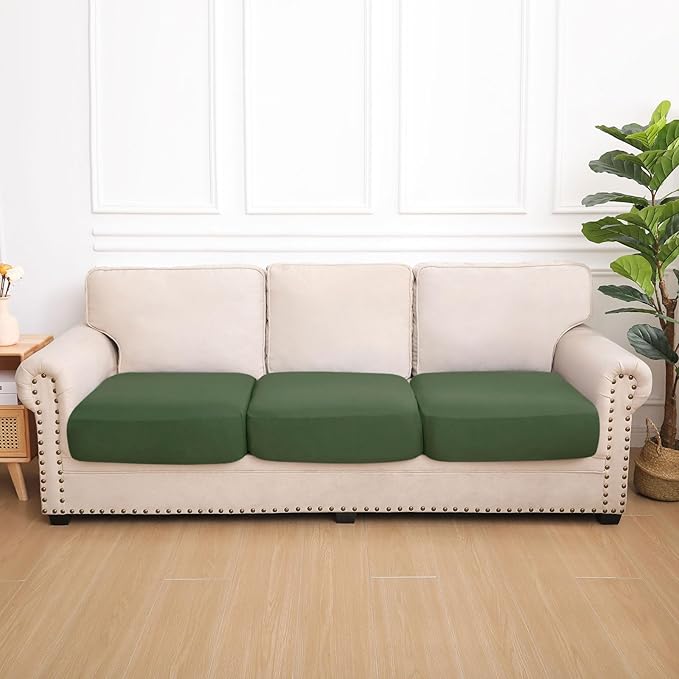 hyha Waterproof Couch Cushion Covers, Stretch Sofa Couch Seat Slipcover for Dog Washable, Non-Slip Waterproof Outdoor Cushion Covers for Patio Furniture Replacement (3 Pieces, Bronze Green)-Ruum Studio Home