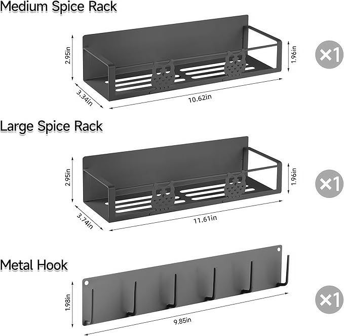 Spice Rack Magnetic for Fridge,Magnetic Fridge Shelf,Spice Shelf,Condiment Organizer,Refrigerator Organizers and Storage with Magnetic Hooks,Owl Kitchen Decor(Gray)-Ruum Studio Home