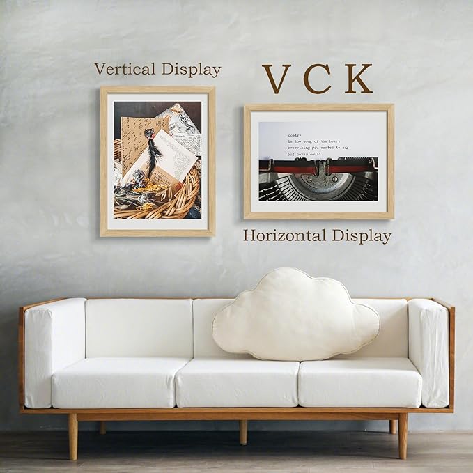 VCK 18x24 Oak Wood Frame for Poster & Picture, Natural Solid Wood Photo Frames 3 Pack, Wall Mounting Hanging-Ruum Studio Home