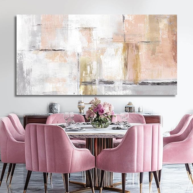 SOUGUAN Canvas wall Art Gold Wall Decor Bedroom Pink Pictures Wall Decoration Artwork Abstract Wall Art large Modern Painting Pictures for Living Room Home Kitchen Office (30x60, Pink)-Ruum Studio Home