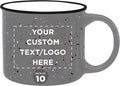 DISCOUNT PROMOS Custom Ceramic Campfire Coffee Mugs 13 oz. Set of 10, Personalized Bulk Pack - Perfect for Tea, Espresso, Cappuccino, Hot Cocoa - Grey-Ruum Studio Home