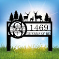 Personalized Deer Custom Garden Address Sign with Metal Stake, Housewarming Gift, Outside Camping Decor-Ruum Studio Home