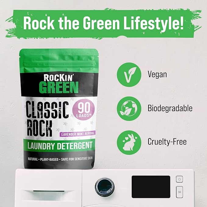 Rockin' Green Classic Rock Laundry Detergent Powder (90 Loads) - All Natural Laundry Detergent - Sensitive Skin Laundry Powder (Lavender Mint Revival)-Ruum Studio Home