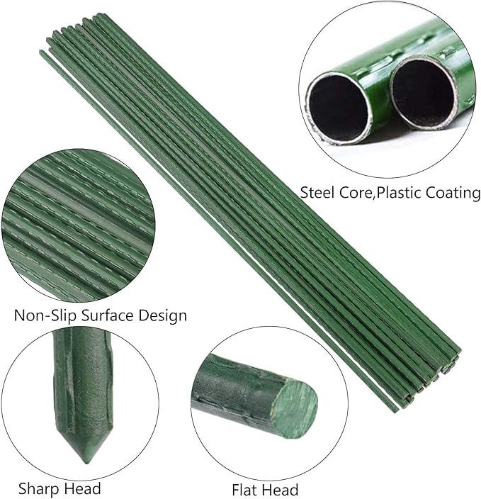 Garden Plant Stakes 36 Inch 3Ft Steel Plant Stick Support, 25 Pack Tomato Stakes for Growing Climbing Plants, Potted Plants, Tomatoes, Trees, Cucumber, Beans, Fences Poles-Ruum Studio Home