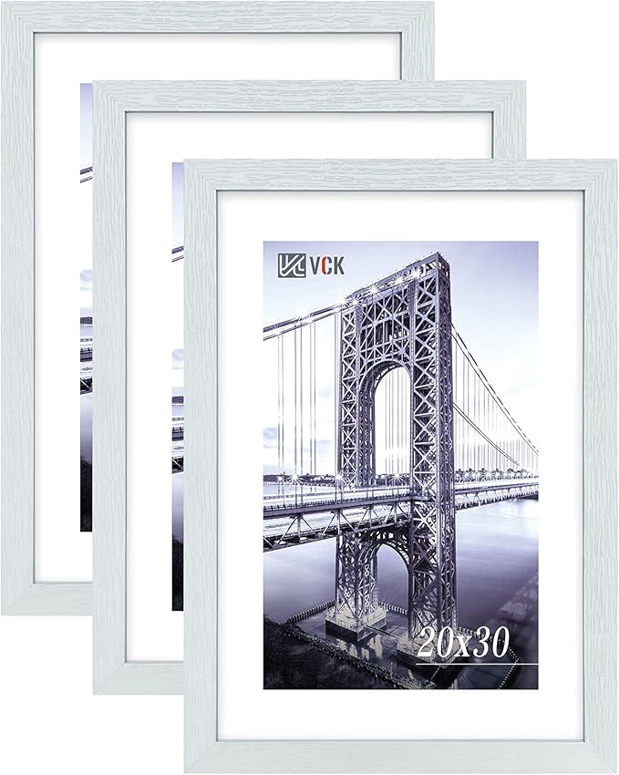 VCK Poster Frames 20x30 White 3 Pack, Solid Wood Picture Frames for Wall Mounting Hanging Art and Puzzle Frame-Ruum Studio Home